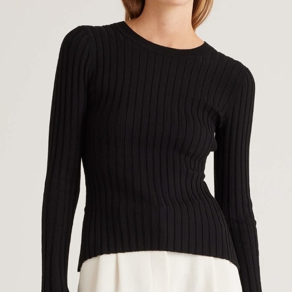 Quince Tops - Quince Black Ribbed Long Sleeve Top